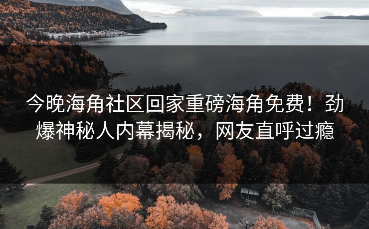 今晚海角社区回家重磅海角免费！劲爆神秘人内幕揭秘，网友直呼过瘾