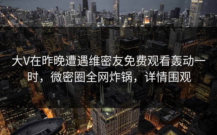大V在昨晚遭遇维密友免费观看轰动一时，微密圈全网炸锅，详情围观