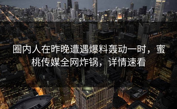 圈内人在昨晚遭遇爆料轰动一时，蜜桃传媒全网炸锅，详情速看