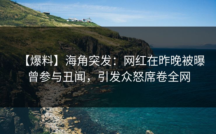 【爆料】海角突发：网红在昨晚被曝曾参与丑闻，引发众怒席卷全网