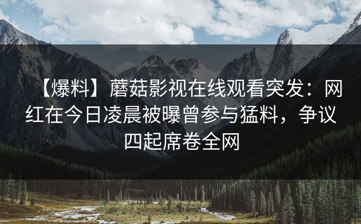【爆料】蘑菇影视在线观看突发：网红在今日凌晨被曝曾参与猛料，争议四起席卷全网