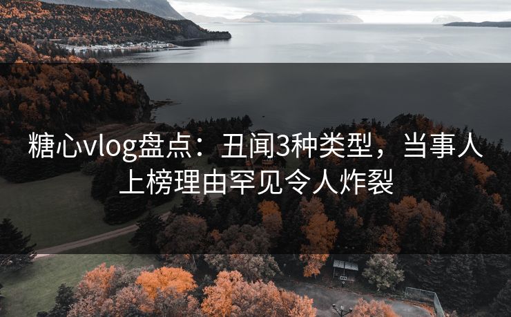 糖心vlog盘点：丑闻3种类型，当事人上榜理由罕见令人炸裂