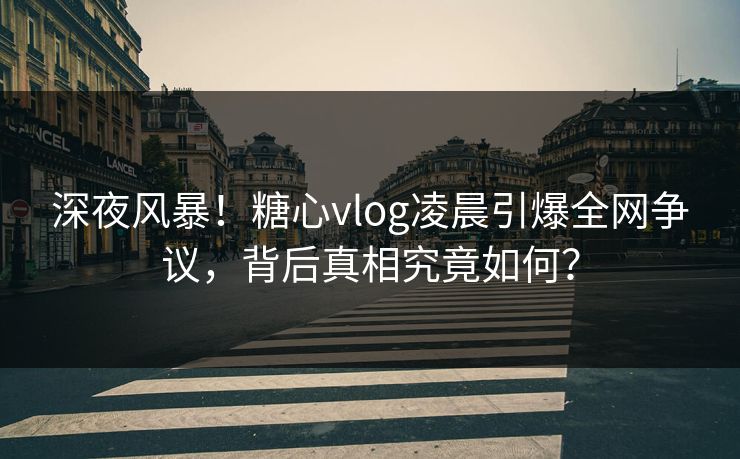 深夜风暴!糖心vlog凌晨引爆全网争议,背后真相究竟如何?